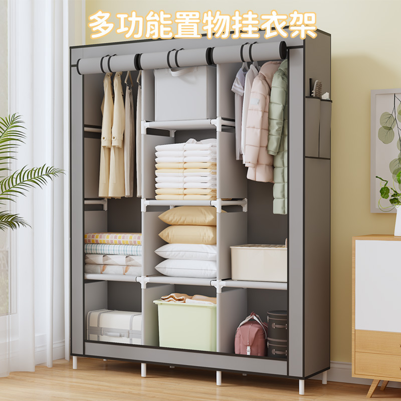 Простой 130 см многофункциональный пылезащитный текстильный шкаф для дома, сборный