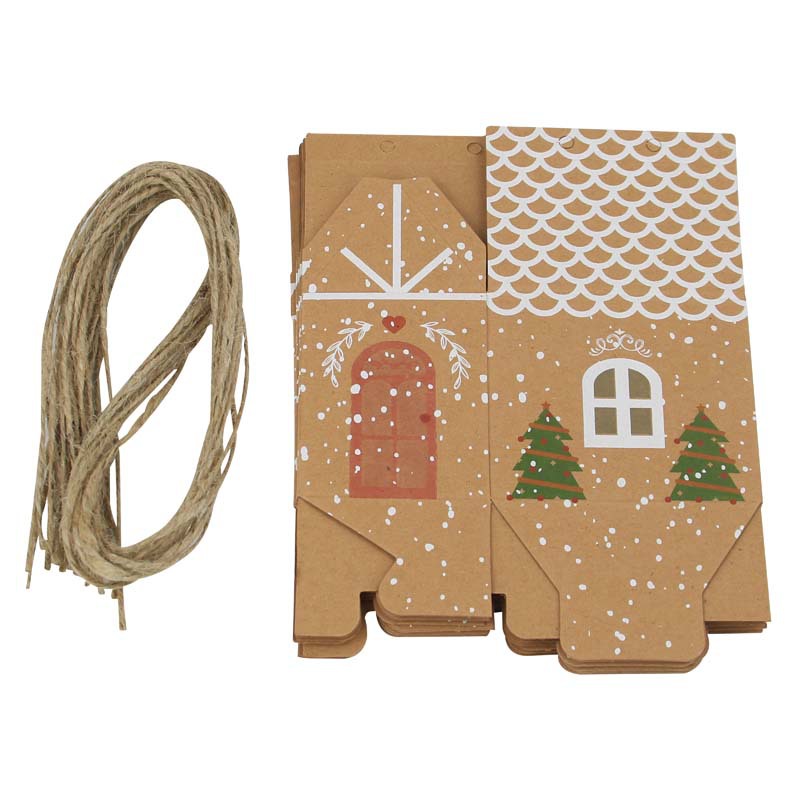 Cross-Border Amazon Christmas New Small House Candy Box Kraft Paper Cookie Box Pastry Box Gift Packaging Box