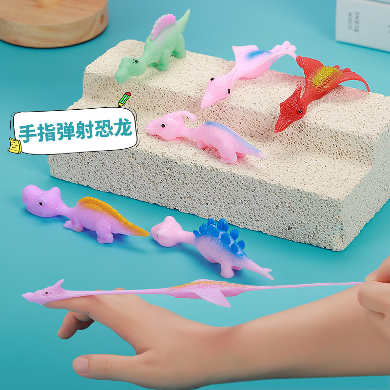 Catapult dinosaur fun toy finger Dart launch small dinosaur decompression soft glue cross-border new exotic supply wholesale