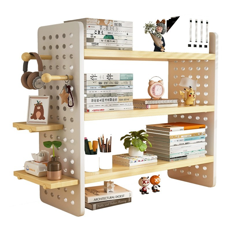 Desktop Storage Rack Desk Storage Rack Household Multi-Layer Book Display Rack Desk Hole Board Placement Shelf