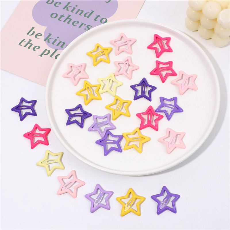 Colorful Star Hair Clip Y2K Dopamine Oil Dripping Hair Clip Five-Pointed Star Bb Clip Cute Bangs Side Broken Hair Clip
