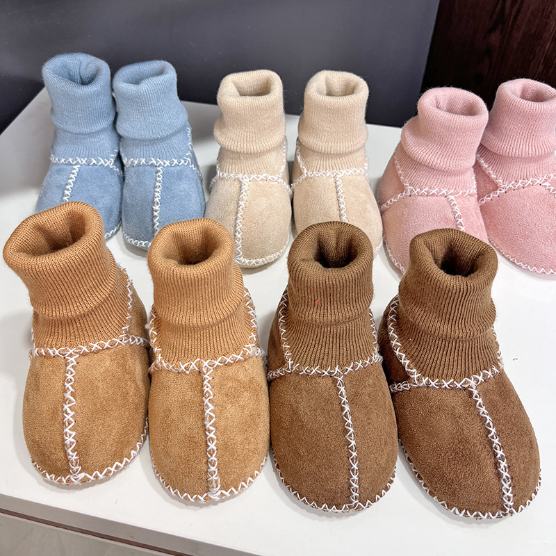 Autumn and Winter Newborn Baby Toddler Shoes Non-slip Thickened Wool Anti-drop Socks Shoes for Boys and Girls Soft Sole