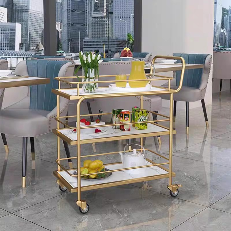 Nordic Mobile Trolley High-end Storage Car Hotel Wine Car Golden Multi-layer Iron Dining Car Restaurant Food Car