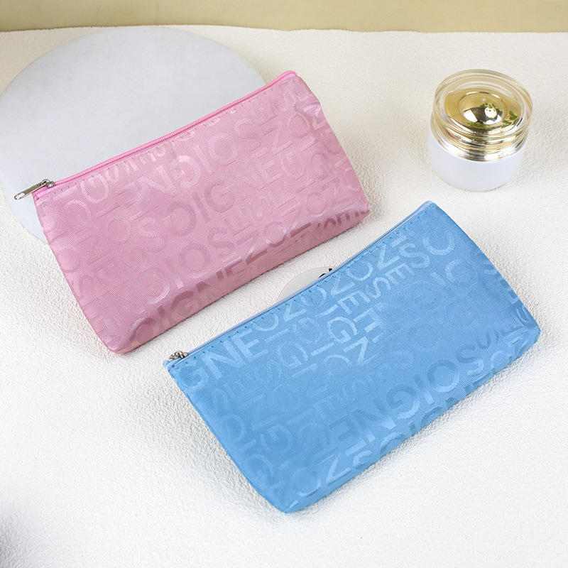 Korean Style Casual Bag Letter Jacquard Cosmetic Bag Horizontal Square Hand-held Cosmetic Bag Women's Wash Bag