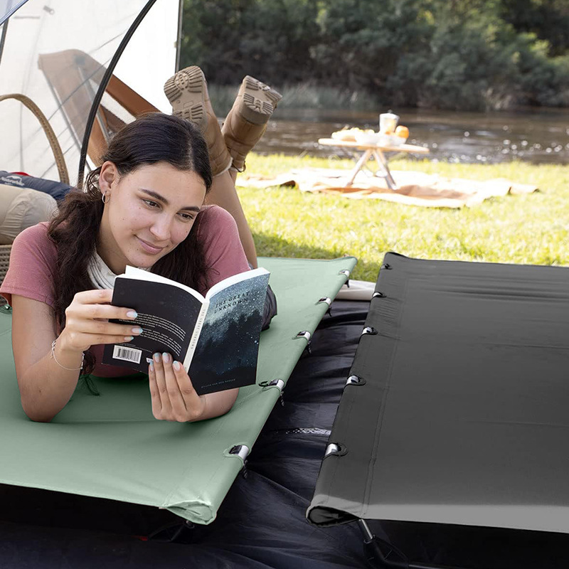 Detachable Camping Bed Aluminum Alloy Outdoor Nap Single Folding Bed Easy to Assemble