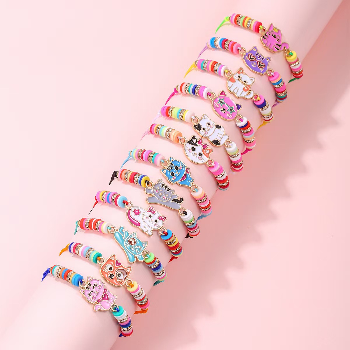 Amazon Cartoon Drip Oil Accessories Woven Adjustable Children's Friendship Gift Bracelet Manufacturer Wholesale Cute Hand Rope Handmade