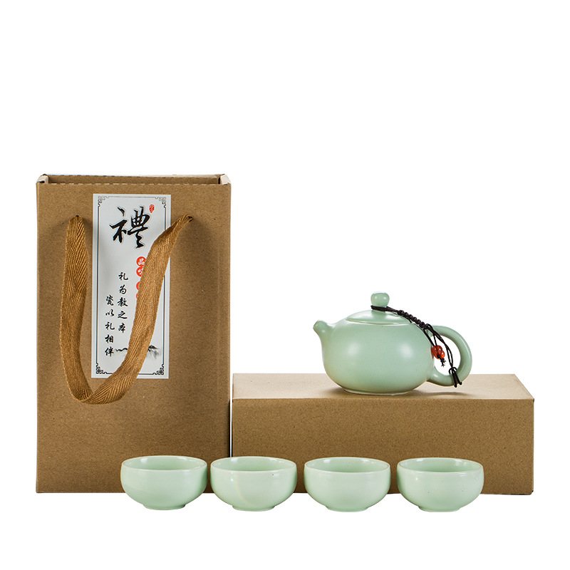 Dingyao Portable Bag Travel Kung Fu Tea Set Ceramic Xishi Pot One Pot Two Cups Four Cups Set Custom Creative Gift