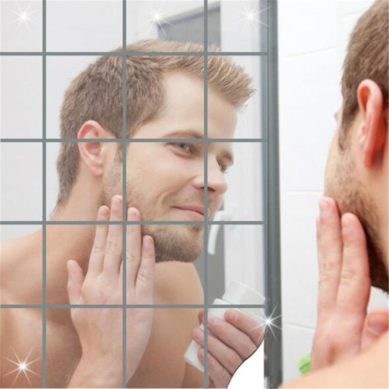 Зеркальные наклейки для стен DIY ручной работы с пайетками для декора гостиной спальни квадратные