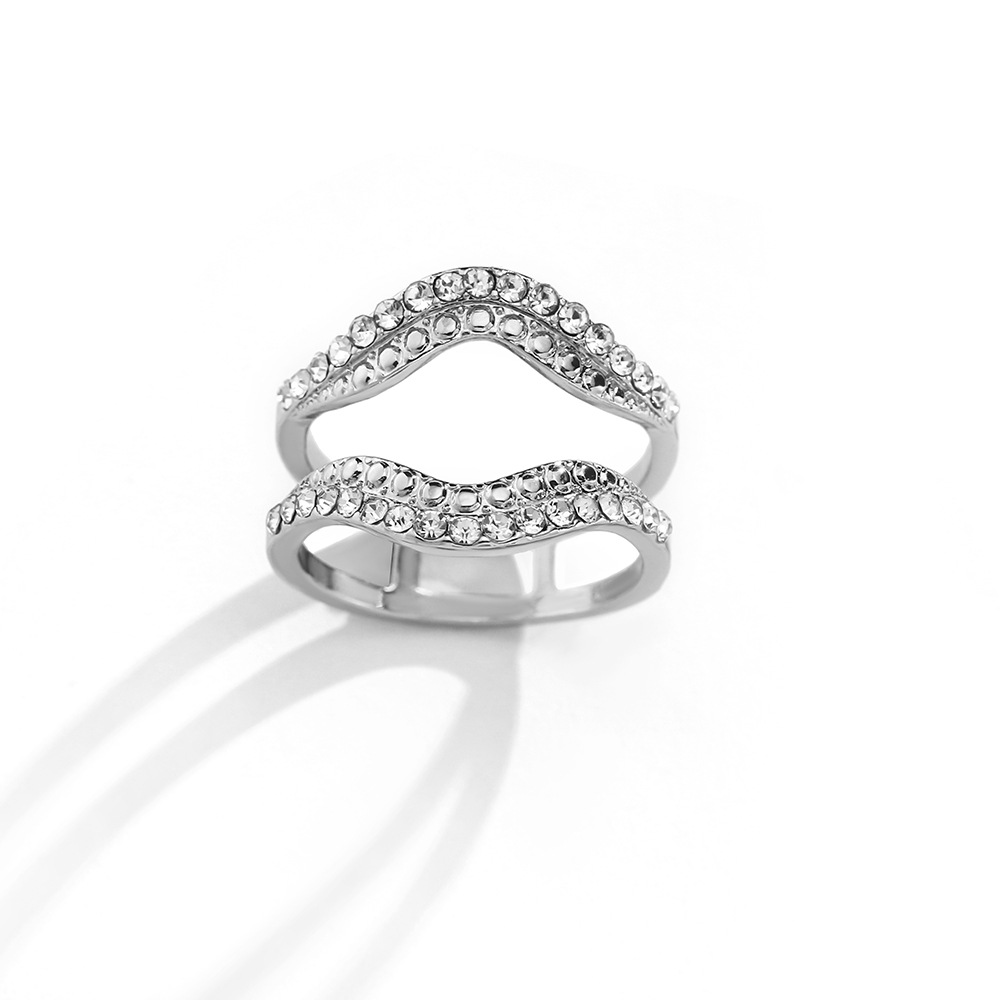 New Silk Scarf Buckle Light Luxury Open Ring V-Shaped Stackable Ring for Women Simple Versatile Tiktok Live Foreign Trade Cross-Border