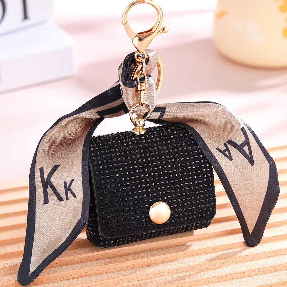 2024 New Fashion Coin purse Diamond-embedded mini bag keychain pendant silk scarf earphone ear cable bag