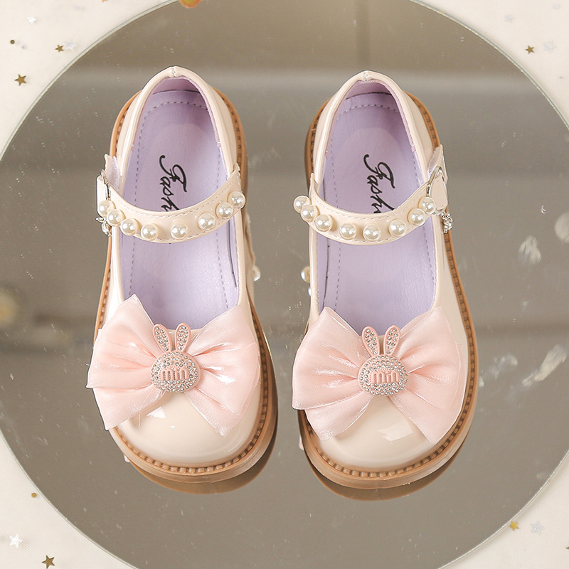 Girls' Shoes, Kidsren's Small Leather Shoes, Black Baby Princess Leather Shoes, Versatile Korean Style 2025 New Performance Shoes