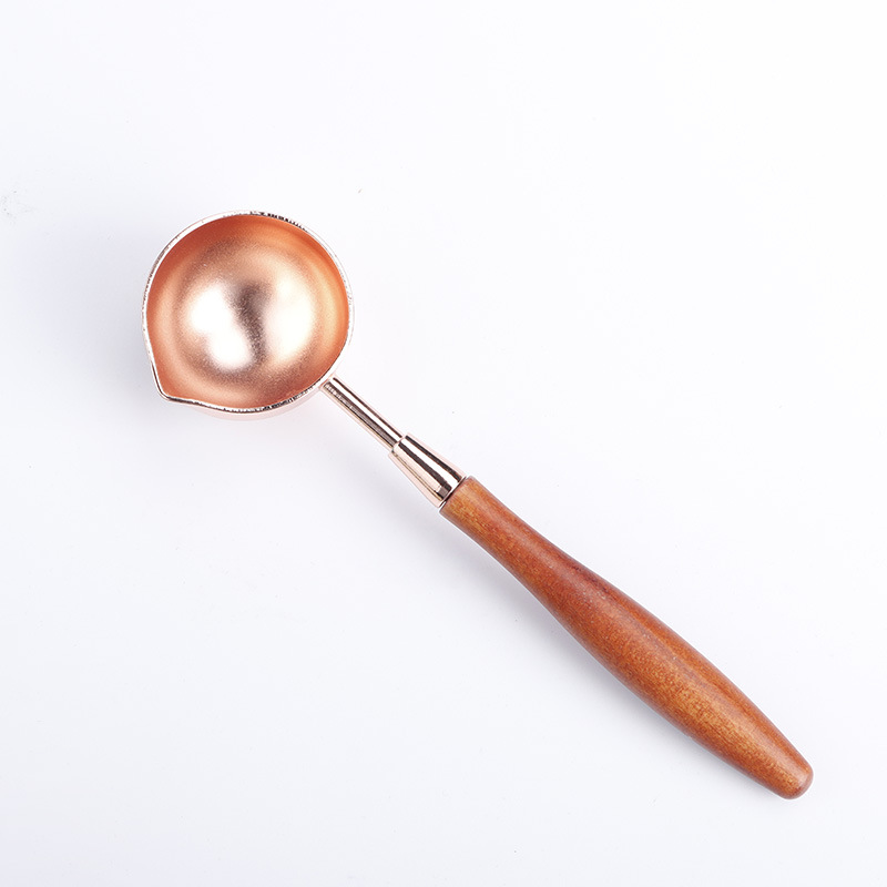 Vintage fire lacquer wax spoon melting wax tool wooden handle measuring spoon simple fire paint seal sealing Lotus Wood wooden handle spoon