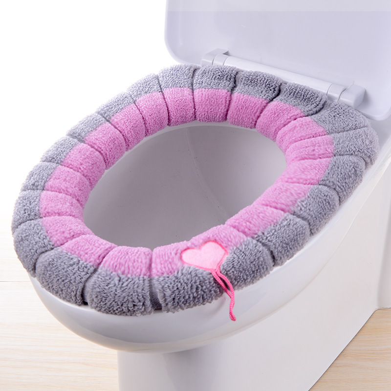 Knitted color matching toilet seat cushion four seasons Universal Toilet cover Factory Direct sales with handle household toilet seat cushion wholesale