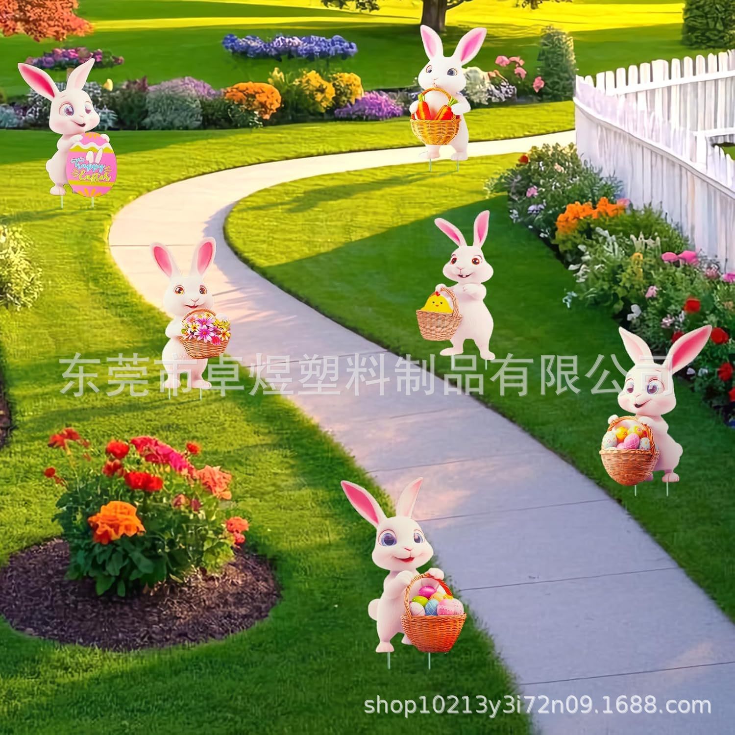 New Cross-Border Easter Lawn Card Outdoor Courtyard Garden Easter Egg Rabbit Theme Holiday Lawn Card