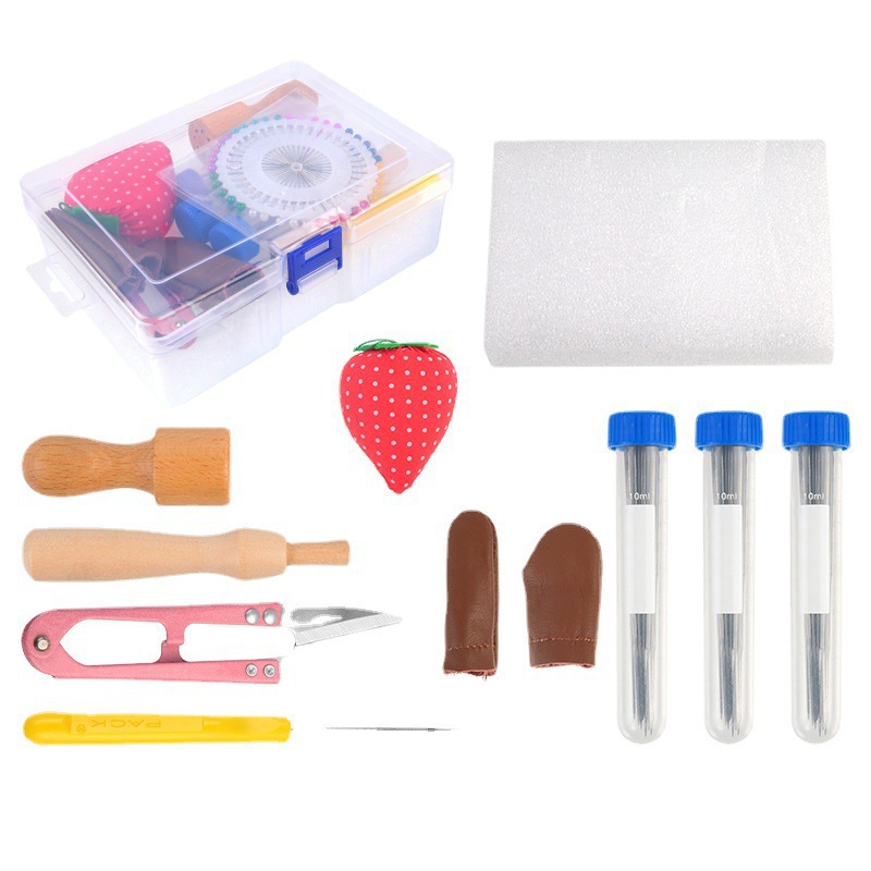 New Handmade DIY Poke Fun Thick, Medium and Fine Poke Needle Finger Set Positioning Needle Wooden Poke Tool Set Boxed Wholesale