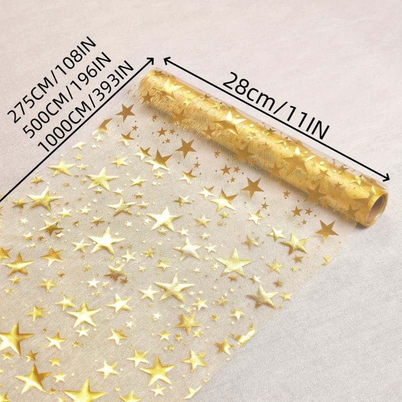 Cross-Border Exclusive Hot-Selling Gold-Plated Silver Star Mesh Table Runner Suitable for Home Birthday Christmas Dinner Decoration Accessible Luxury