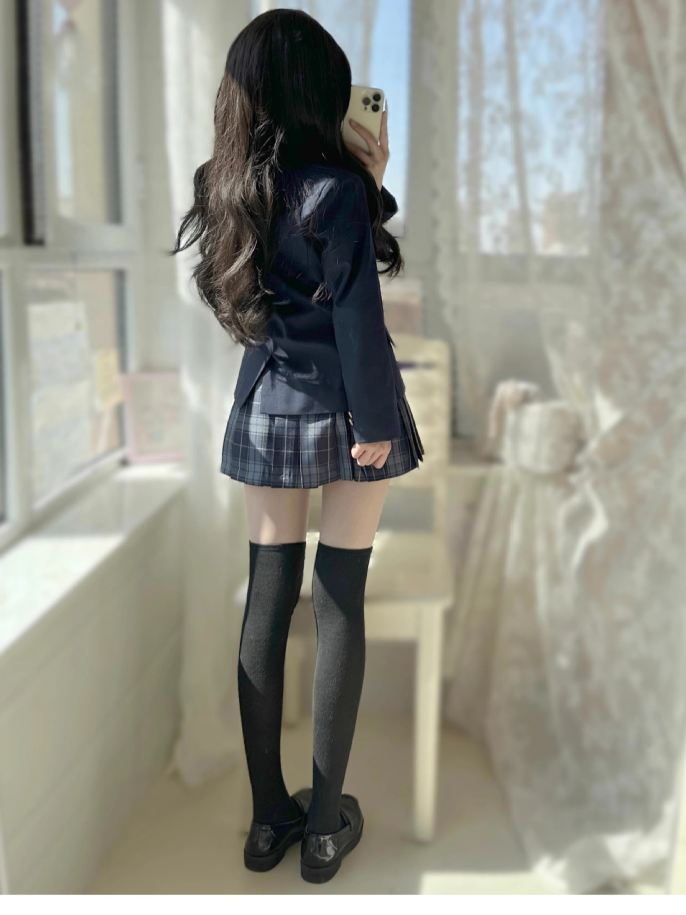 Japanese School Style Jk Suit Uniform Jacket for Girls, School Uniform-Like Autumn and Winter Versatile Suit with Plaid Skirt Set, No Ironing Needed