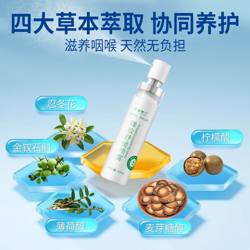 Dr. Houmei Propolis Soothing Spray Relieves and Nourishes Throat Herbal Moisturizing Oral Spray 20ml