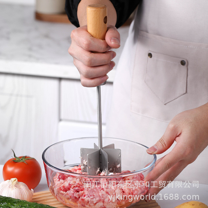 Stainless Steel Meat Grinder Meat Chopper Rice Mixer Grinder Meat Pounder Spatula Meat Cooking Scraper Masher Spatula