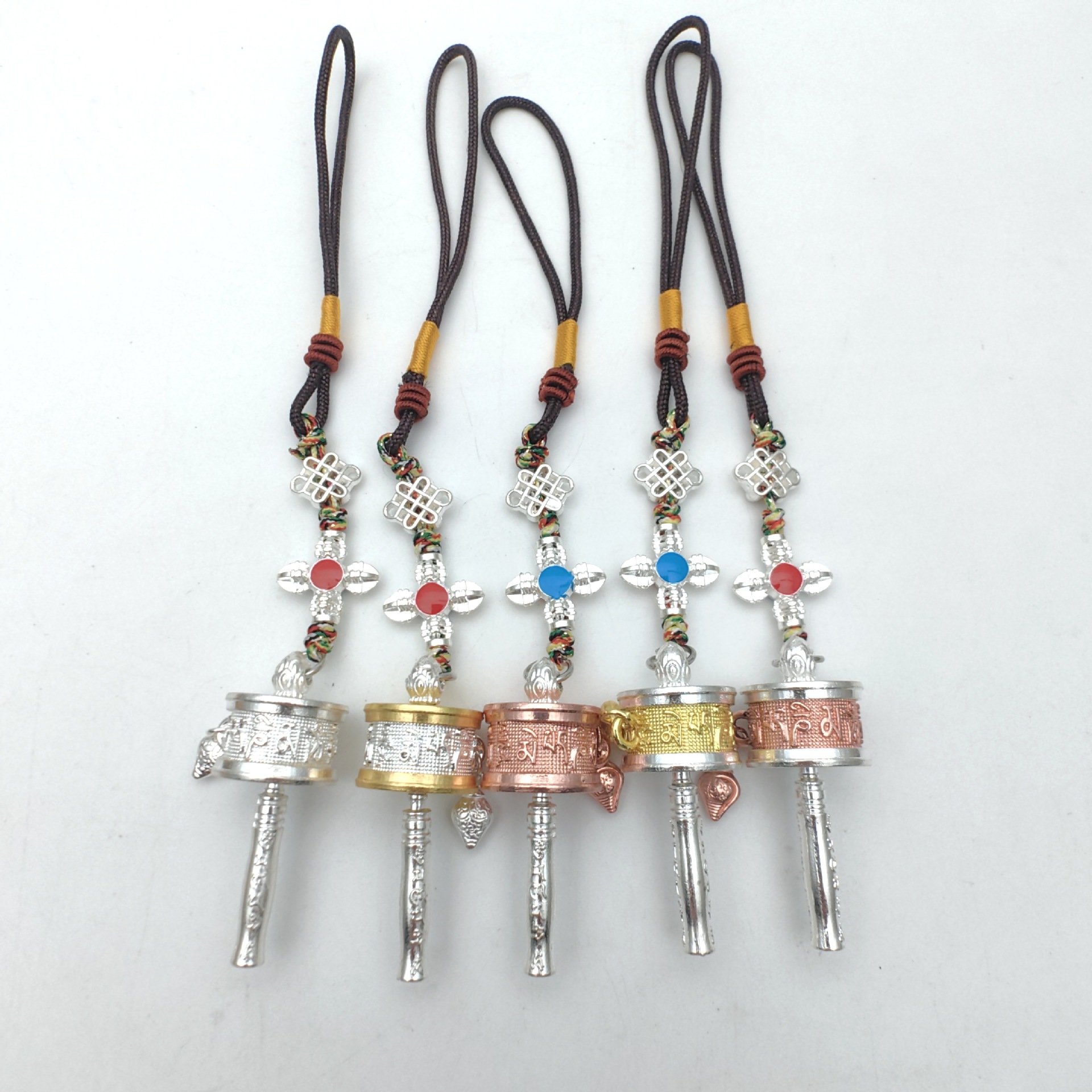 Alloy Prayer Tube Vajra Rope Six-Character Mantra Xizang Jewelry Luggage Car Hanging Keychain Pendant Wholesale