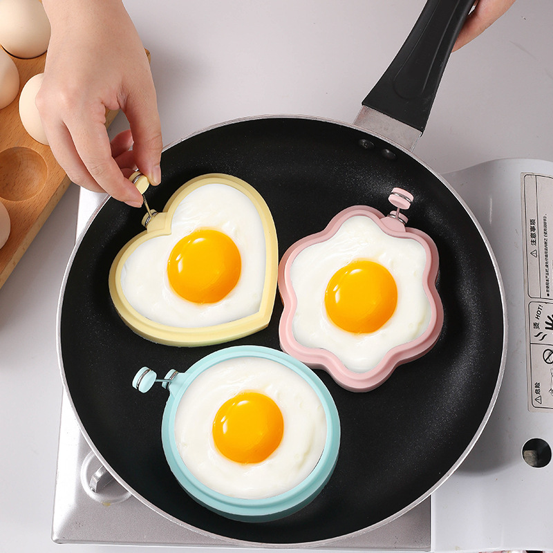 Factory Silicone Egg Omelette Round Heart-shaped Flower-shaped Belt Portable Fried Egg Pancake Mold Kitchen Baking Tools