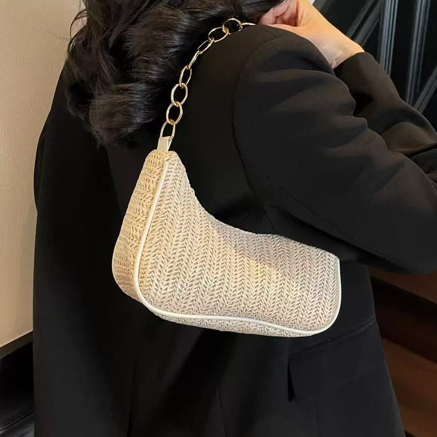 Woven Underarm Bag 2025 New Fashionable One-Shoulder Handbag Beach Bag Straw Women's Bag handbags