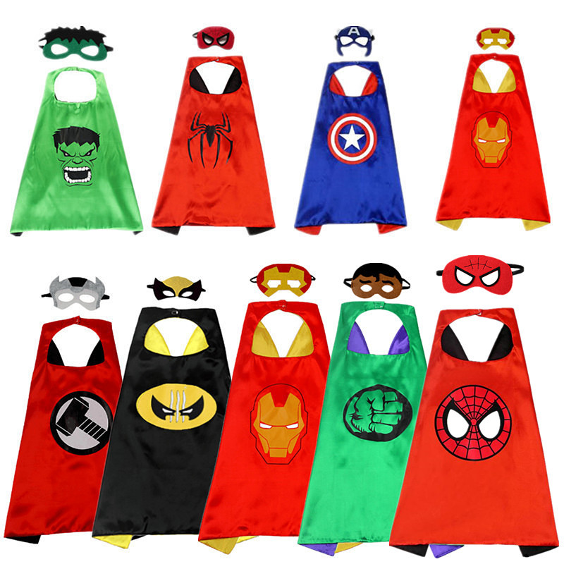 Children's Superhero Cape Cartoon Cosplay Costume Toddler Halloween Mask Cape Holiday Party Costume