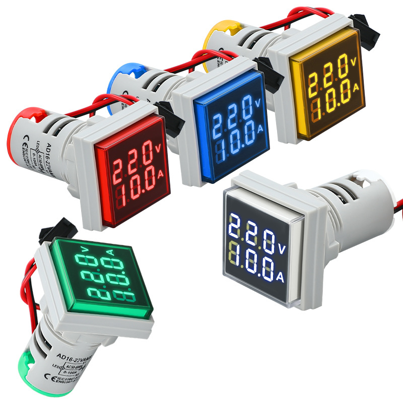 Voltage and current dual display meter AD16-22VAMS small digital display voltage and current dual display meter square 50V-500V