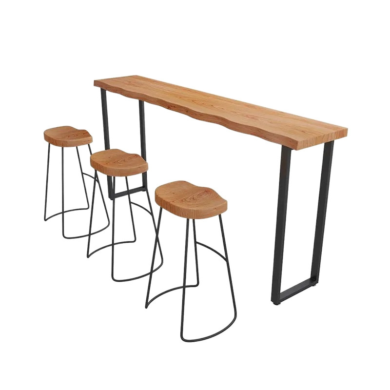 Solid Wood Bar Table Home Balcony Wall Narrow Table Long Table Milk Tea Shop Bar High Table and Chair Combination Commercial Supply