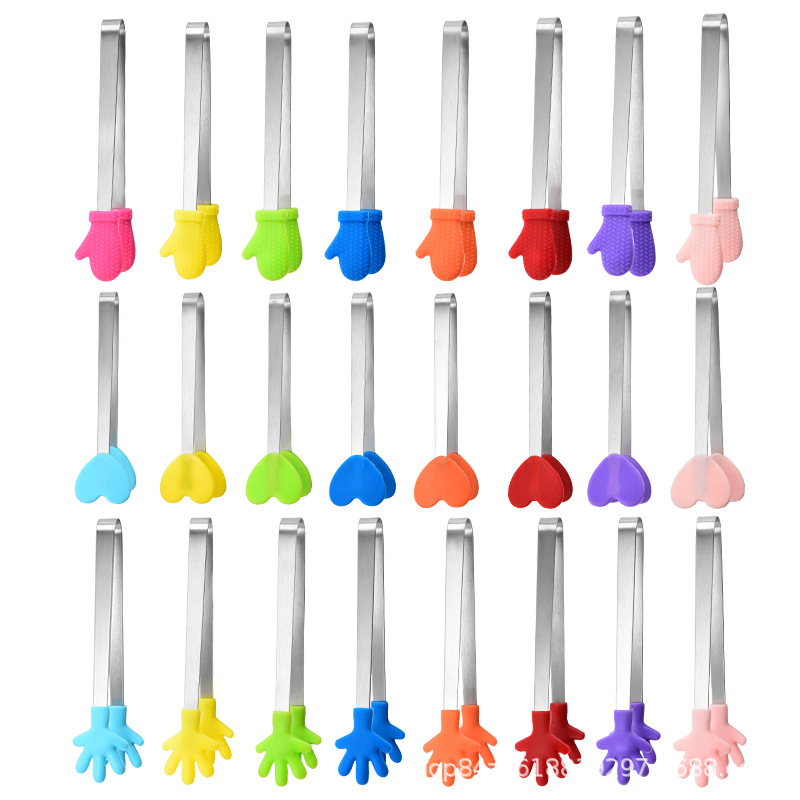 in stock creative silicone food clip stainless steel ice clip ice cube sugar snacks not dirty hand clip small palm food