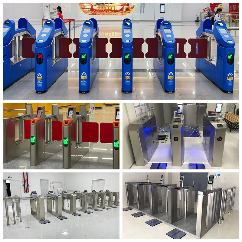 Supermarket Entrance and Exit Cylindrical Small Swing Gate Manufacturer Intelligent Swing Gate Infrared Sensor Face Recognition Access Control System Gate Machine