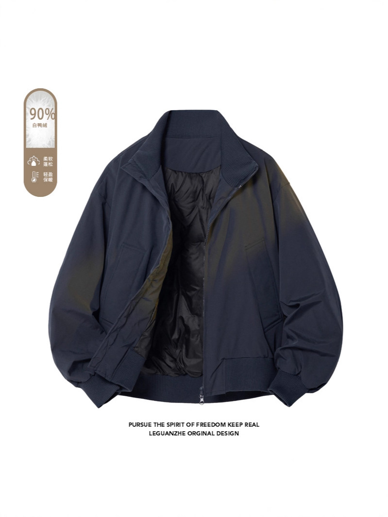 90% White Duck down American Pilot-Style down Jacket for Men, Cleanfit High-End Stylish Short Jacket