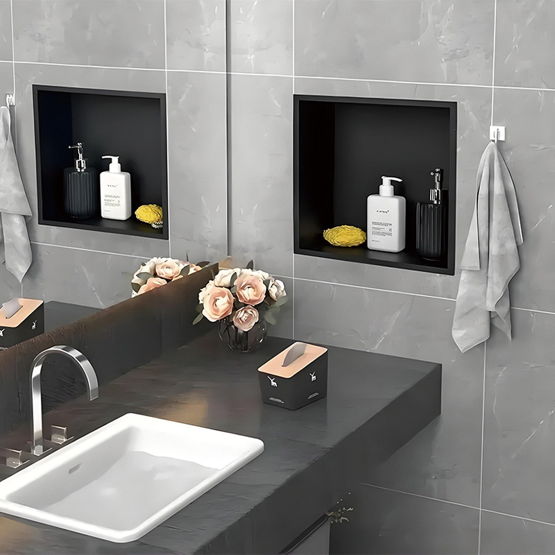 Simple Aluminum Alloy Embedded Niche Home Bathroom Metal Niche Beautiful Storage Rack Multi-Layer