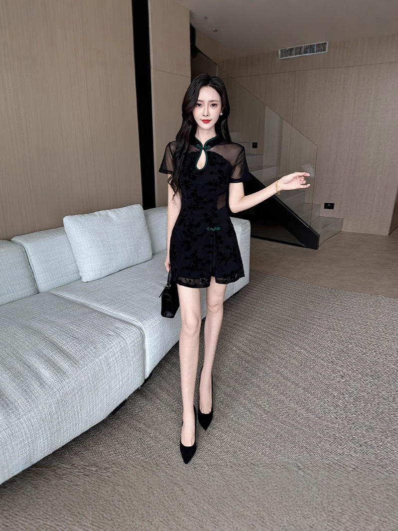 2671 New Style Chinese Style Cheongsam Sauna Nightclub Technician Short Skirt Nightclub Sexy Dress