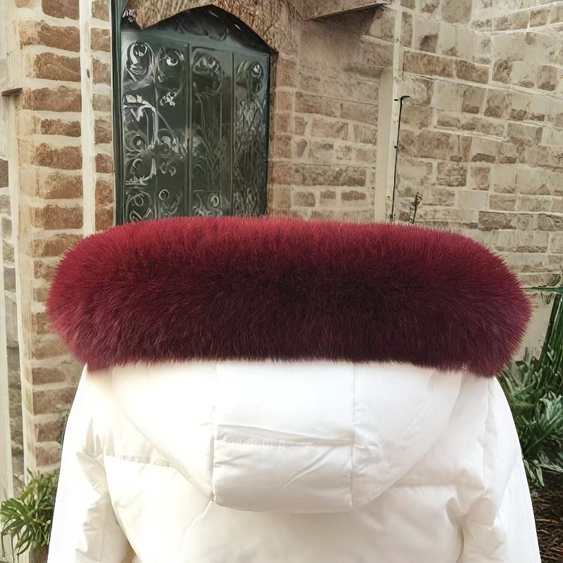 Fur Collar Fox Real Fur Manufacturer Wholesale Custom Clothing Parka down Jacket Universal Hood Collar Hood Strip Accessories