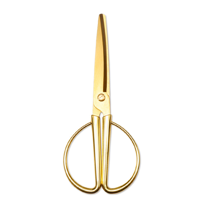 Gold-plated Scissors Household Convenient Round Head Scissors Office Hand-cut Stainless Steel Zinc Alloy Scissors
