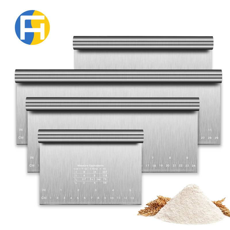 Нож для нарезки лапши из нержавеющей стали с делением, нож для теста, скребок для рисовых рулетов, инструмент для выпечки