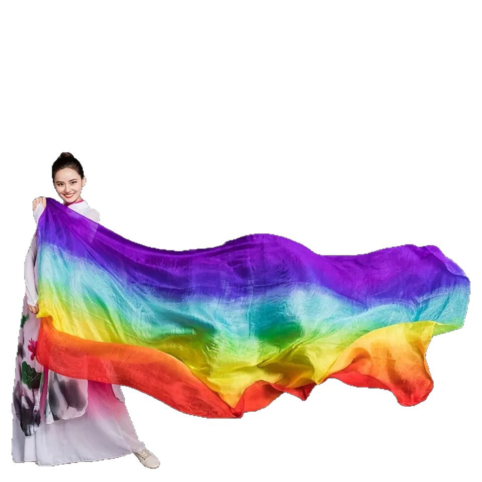 Belly Dance Gauze Scarf, Imitation Silk Dance Hand Scarf, Colorful Gradient Belly Dance Scarf, Children's Dance Gauze Scarf