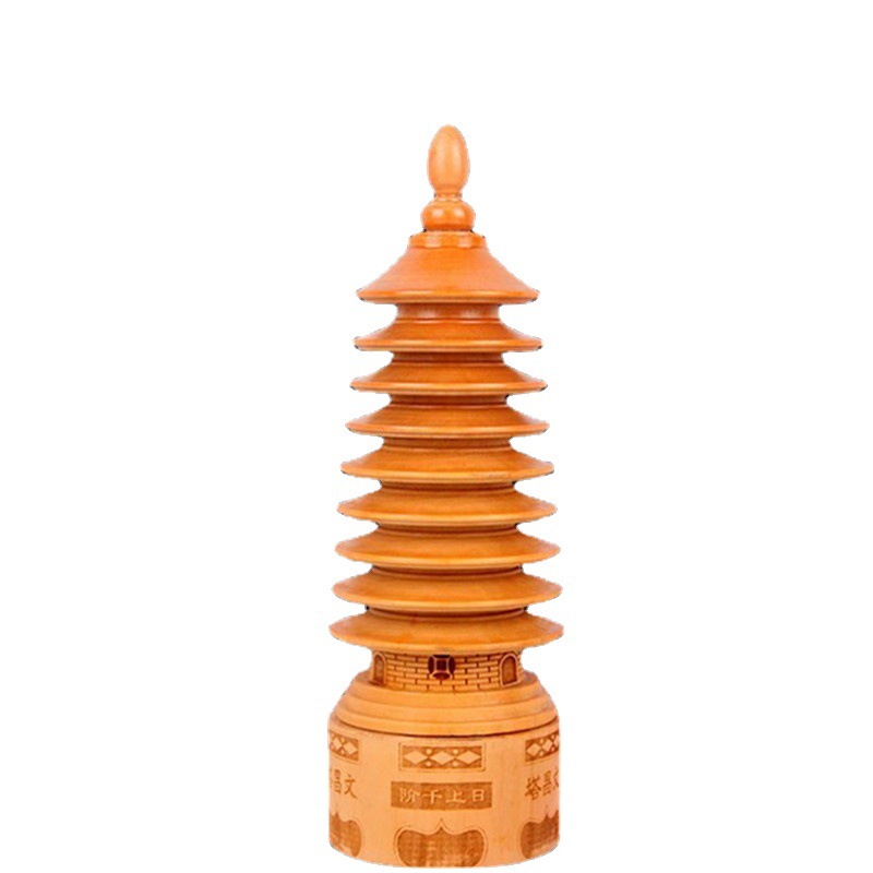 Nine-layer Thirteen-layer Round Peach Wooden Wenchang Tower Ornaments Wooden Wenchang Tower Office Study Table Ornaments