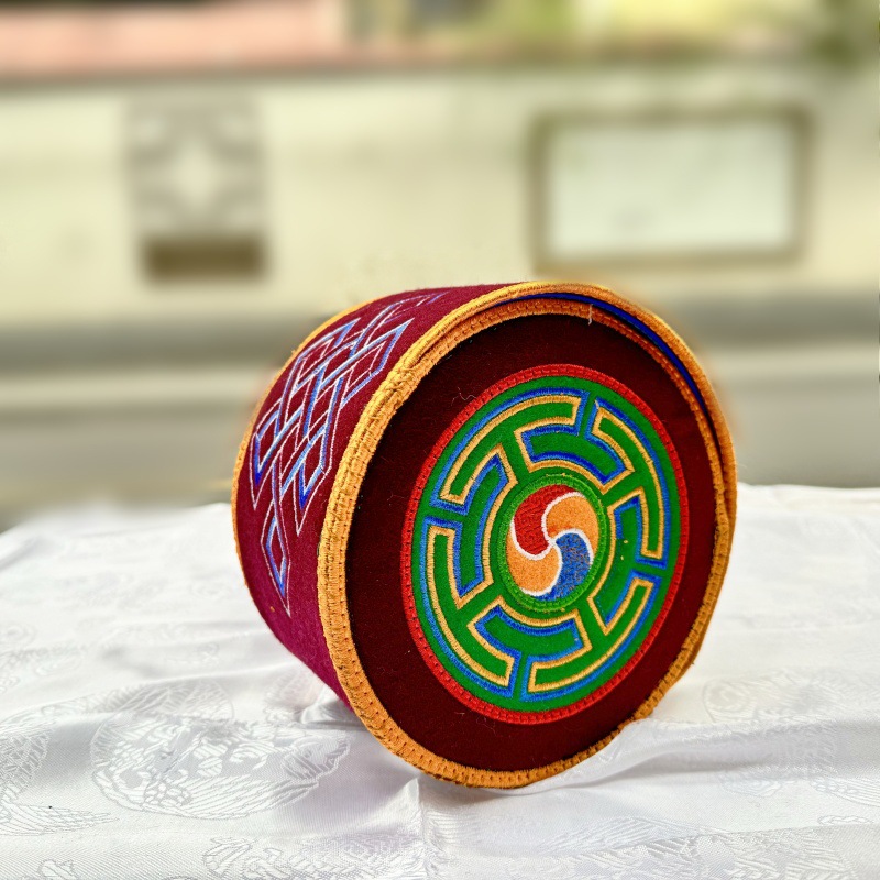Xizang Embroidered Wool Drum Cover Shell Protective Cover Xizang Ethnic Musical Instruments Handicrafts