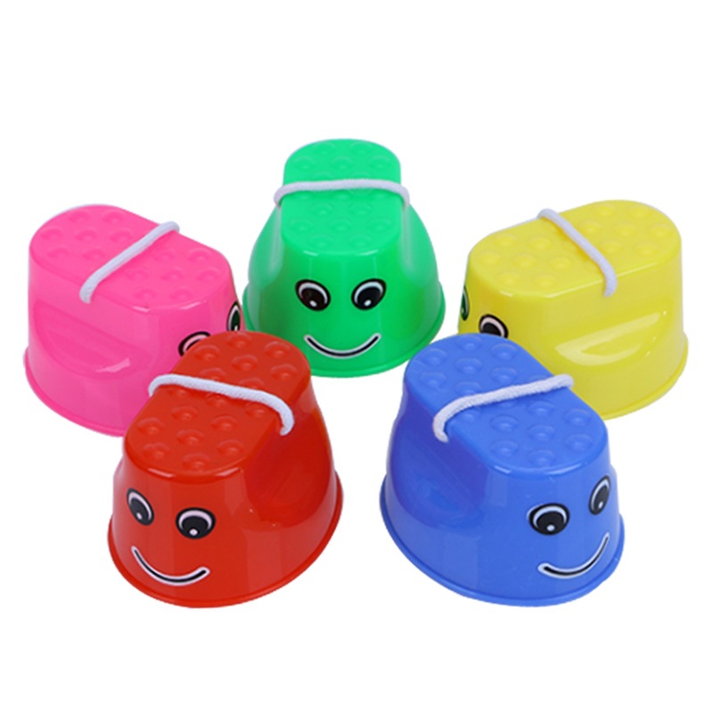 Children's Smiling Face Stilts Kindergarten Stilts Balance Sensory Training Equipment Plastic Thickened Stilts