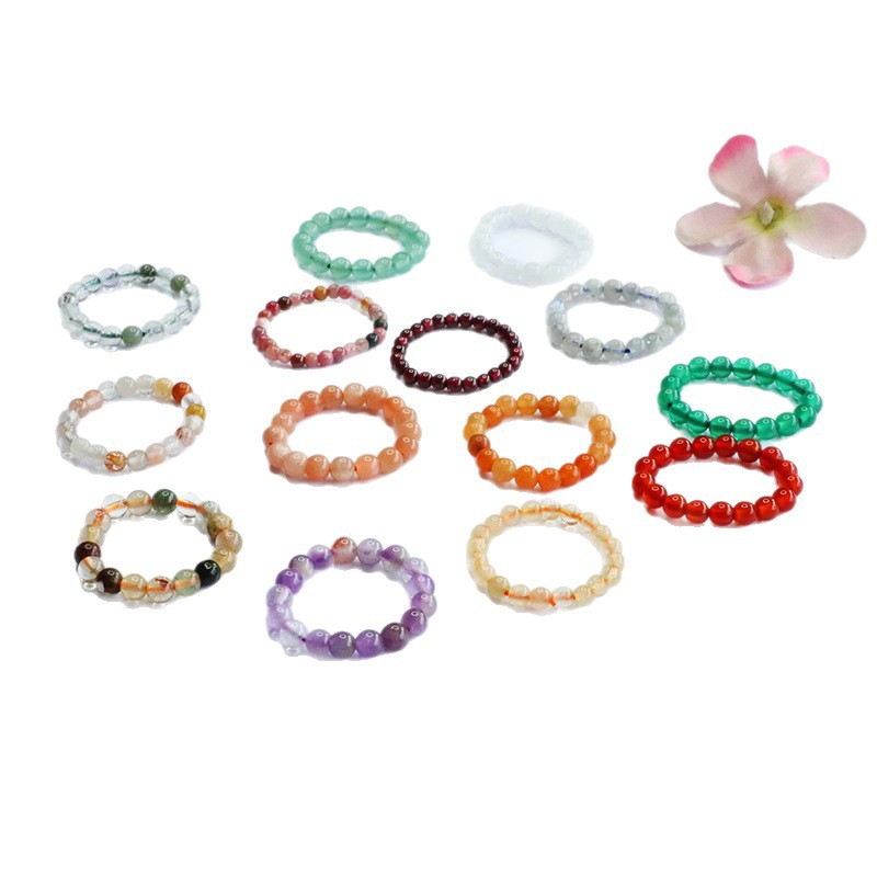 Guan Yu Natural Amethyst Braided Plain Ring Agate Elastic Ring Live Broadcast Temple Wholesale S5082601