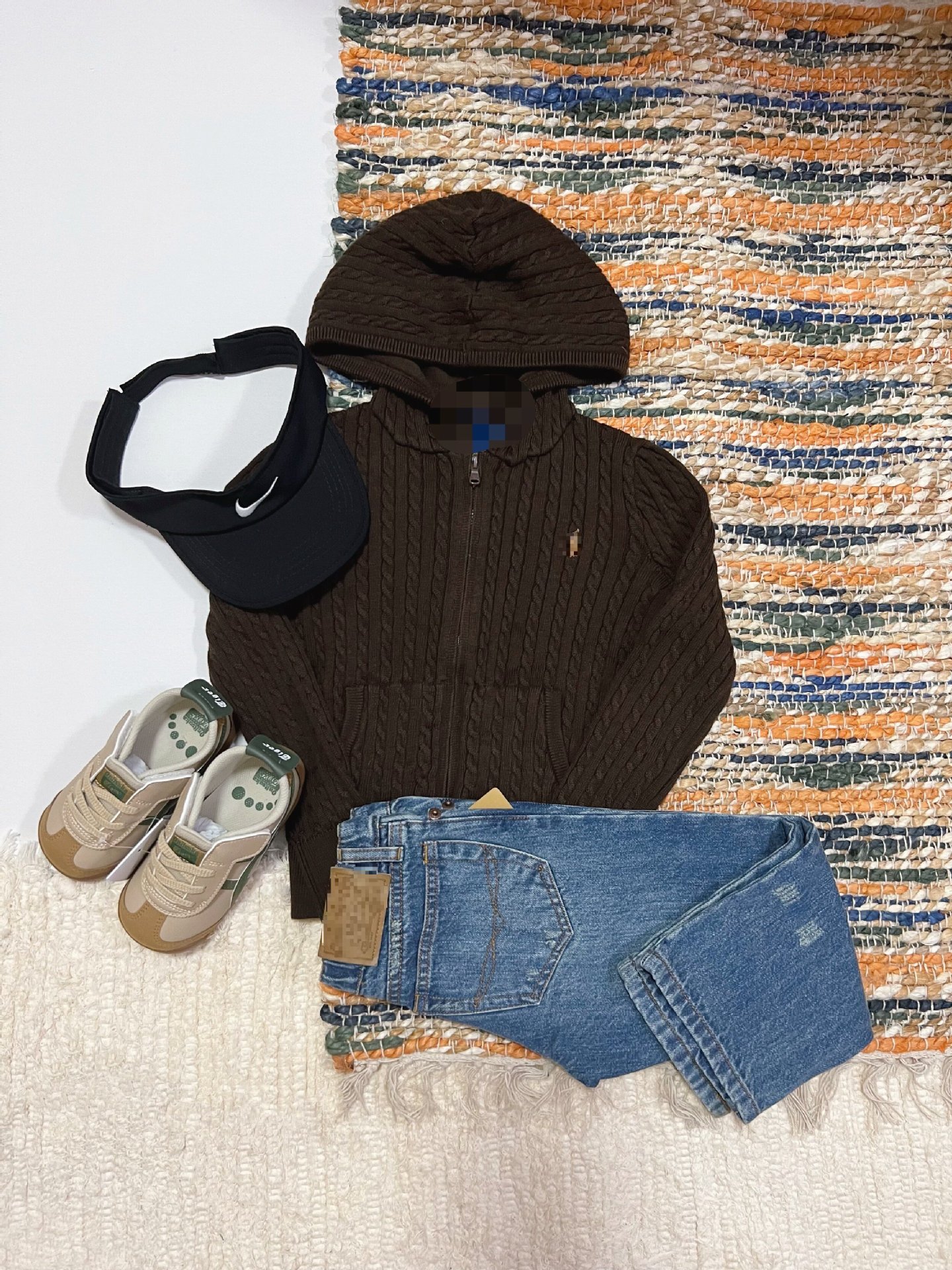 (in Stock) Little Pony Multi-Color Hooded Cable Knit Children's Cardigan Parent-Child Zipper Jacket