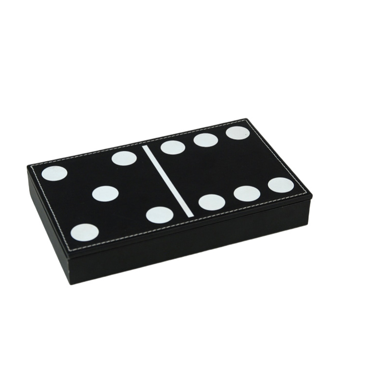 Black High-End Domino Set Acrylic Domino Toy Pu Leather Box