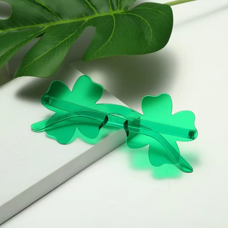New European and American Cross-Border Frameless Four-Leaf Clover Sunglasses Irish St. Patrick's Day Dance Party Glasses