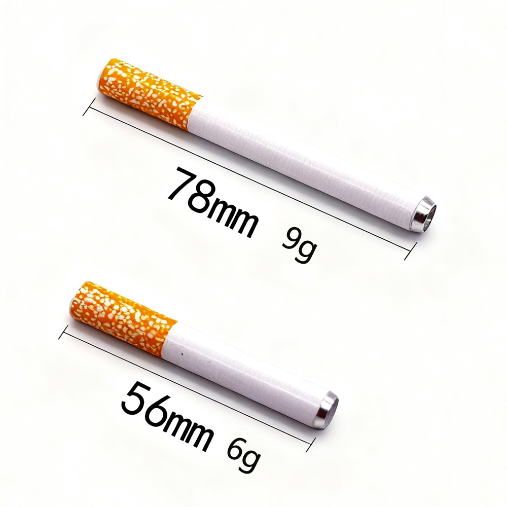 Cross-Border Aluminum Alloy 55Mm78Mm Cigarette-Shaped Pipe Round Snuff Pipe Snuff Pipe