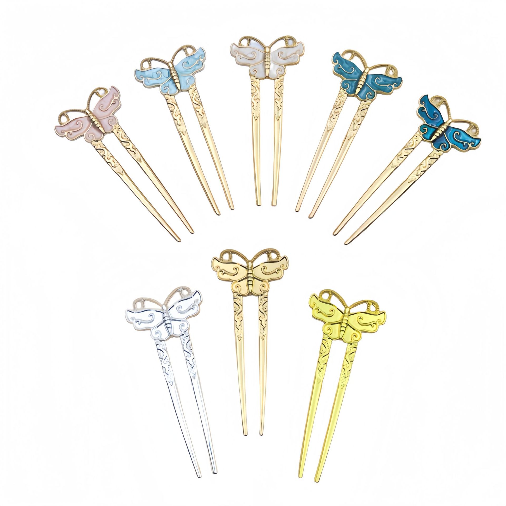 DIY Jewelry Accessories Retro Palace Butterfly Alloy Step Shake New Hair Accessories Material Small U Hairpin Hairpin