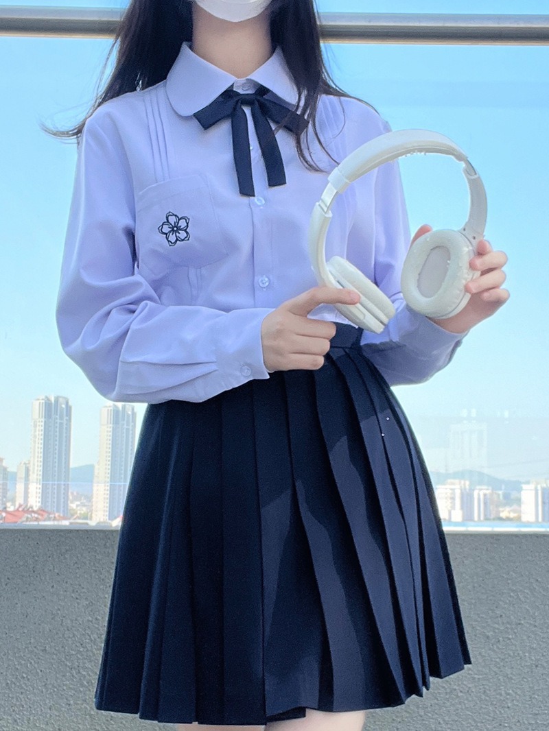 jk uniform College Style Autumn Thailand Thai style long sleeve organ pleated New Design light purple basic shirt
