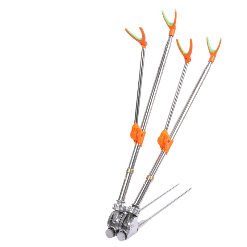 Double battery ground plug fishing rod bracket battery stainless steel fishing special rack rod fishing box fishing chair gun rack accessories