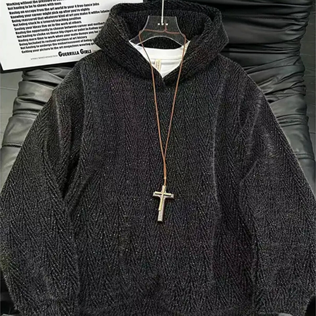 Кофта с вязкой черного звездного неба для мужчин, осень-зима, стильная американская ретро толстовка, жакет в стиле Chanel